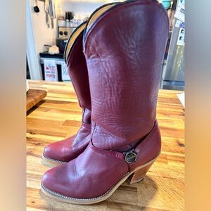 LAREDO Women's Burgundy Leather COWBOY Boots SZ 5.5 B excellent condition